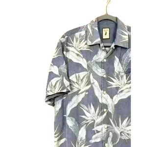 VTG Y2K Mens Silk Hawaiian Camp Shirt Button Down Casual Tropical Print Beach